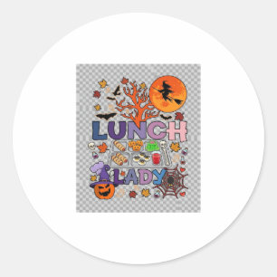 Lunch Lady Halloween Witch Moon Pumpkin_1 Classic Round Sticker