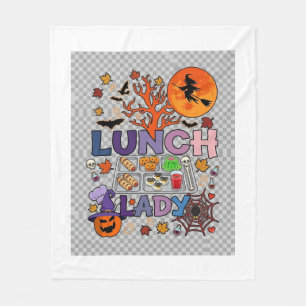 Lunch Lady Halloween Witch Moon Pumpkin_1 Fleece Blanket