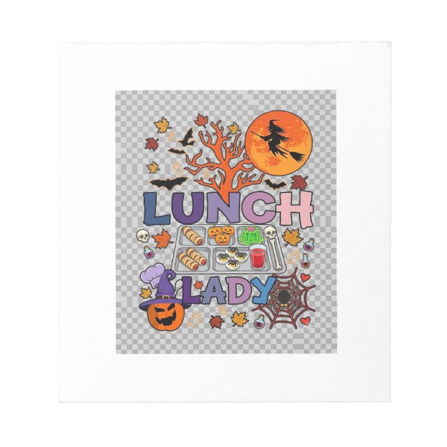 Lunch Lady Halloween Witch Moon Pumpkin_1 Notepad (Front)