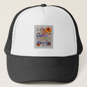 Lunch Lady Halloween Witch Moon Pumpkin_1 Trucker Hat