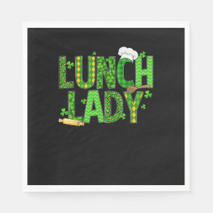 Lunch Lady Happy St Patrick's Day Cafeteria Worker Napkin