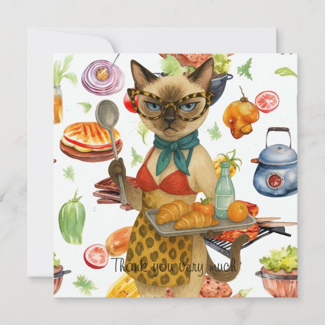 Lunch Lady is serving food  Thank You Card (Front)