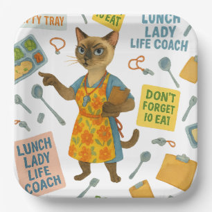 Lunch Lady Life Coach  Cat Lovers Cafeteria Party Paper Plate