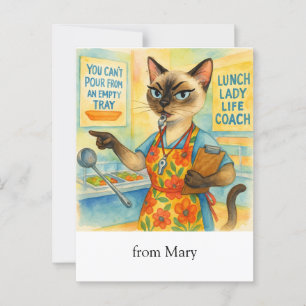 Lunch Lady Life Coach  for Cat Cafeteria Wisdom Postcard