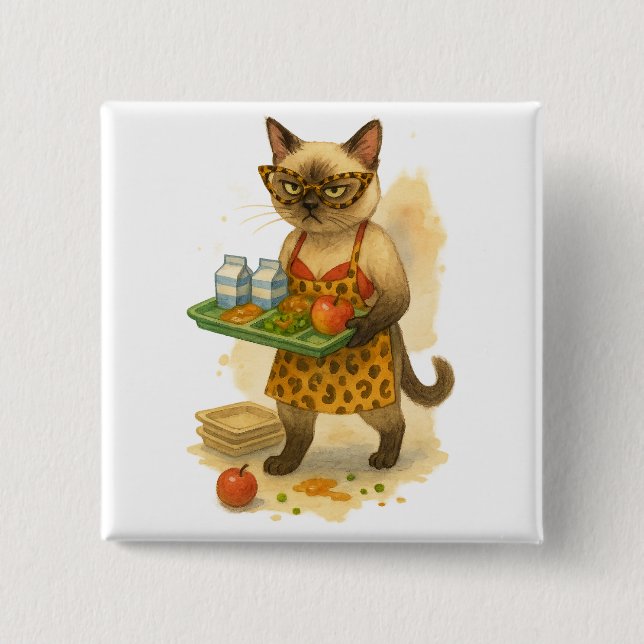 Lunch Lady Life Coach for Cat Lovers 15 Cm Square Badge (Front)
