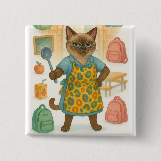 Lunch Lady Life Coach for Cat Lovers 15 Cm Square Badge (Front)
