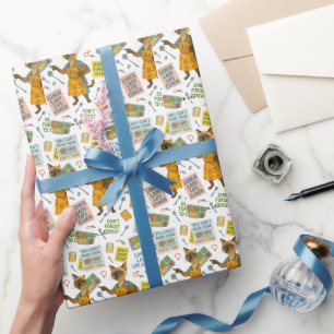 Lunch Lady Life Coach  for Cat  Lovers Cafeteria  Wrapping Paper