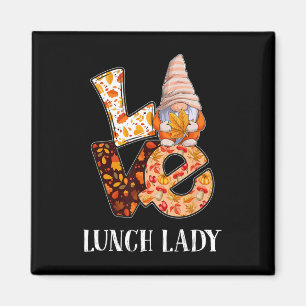 Lunch Lady Love Autumn Fall Gnome For Teachers 1  Magnet