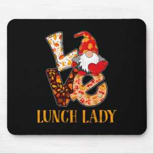Lunch Lady Love Autumn Fall Gnome For Teachers Mouse Mat