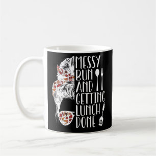 Lunch Lady Messy Bun Cafeteria Worker Coffee Mug