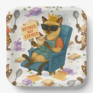 Lunch Lady Retirement for Cat Lovers Cafeteria  Paper Plate