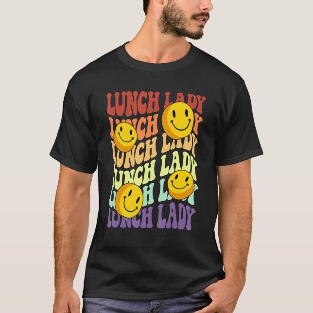 lunch lady retro smile face back to school Cafeter T-Shirt (Front)