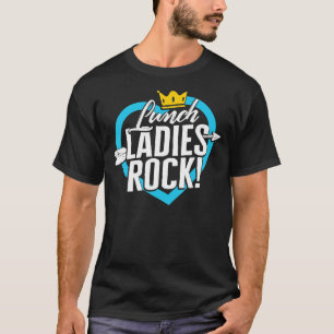 Lunch Lady Rock Cafeteria Worker Ladies Crew Arrow T-Shirt