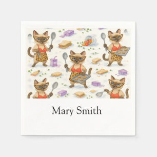 Lunch Lady serving food for Cat Lovers Napkin