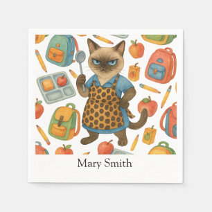 Lunch Lady serving food for Cat Lovers Napkin