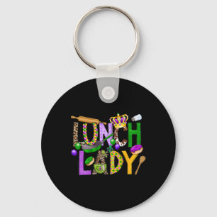 Lunch Lady Squad Mardi Gras Fat Tuesday Cafeteria  Key Ring