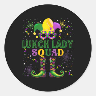 Lunch Lady Squad Mardi Gras Masked Proud Job Team Classic Round Sticker