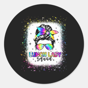 Lunch Lady Squad Messy Bun Girl First Day Back To Classic Round Sticker