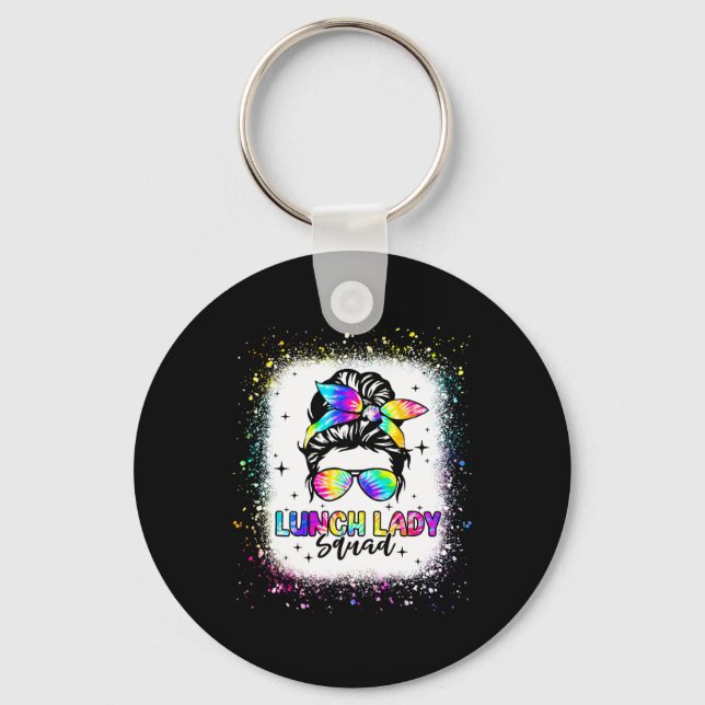 Lunch Lady Squad Messy Bun Girl First Day Ck To Sc Key Ring (Front)