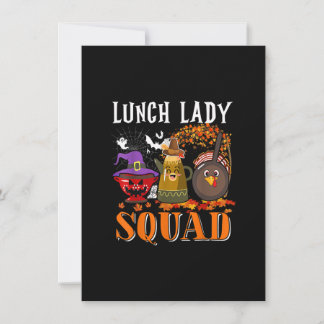 Lunch Lady Squad Thanksgiving Halloween Fall Tre B Invitation