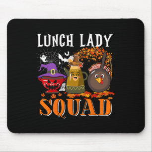 Lunch Lady Squad Thanksgiving Halloween Fall Tre B Mouse Mat