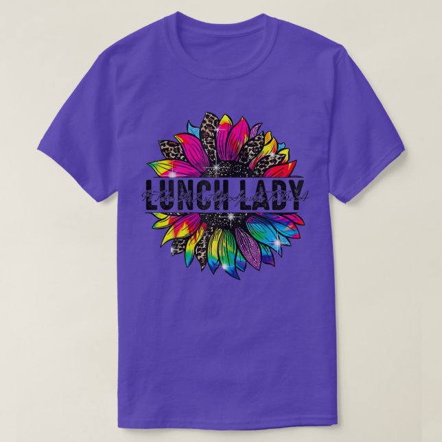 Lunch Lady Sunflower Leopard Tie Dye Back To Schoo T-Shirt (Design Front)