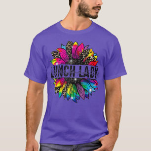 Lunch Lady Sunflower Leopard Tie Dye Back To Schoo T-Shirt