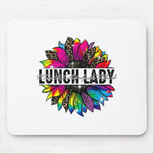Lunch Lady Sunflower Leopard Tie Dye Ck To School Mouse Mat