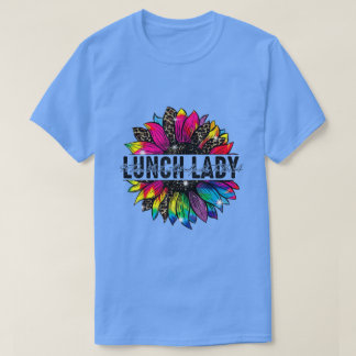 Lunch Lady Sunflower Leopard Tie Dye T-Shirt