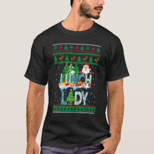 Lunch Lady Ugly Christmas Tree Santa Matching Xmas T-Shirt