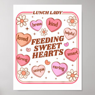 Lunch Lady Valentines Day Retro Cute Cafeteria Swe Poster