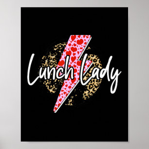 Lunch Lady Valentines Leopard Print Hearts Xoxo Pi
