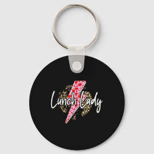 Lunch Lady Valentines Leopard Print Hearts Xoxo Pi Key Ring