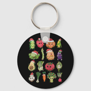 Lunch Lady Vegetable Food Christmas Tree Fun Xmas Key Ring