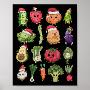 Lunch Lady Vegetable Food Christmas Tree Fun Xmas Poster