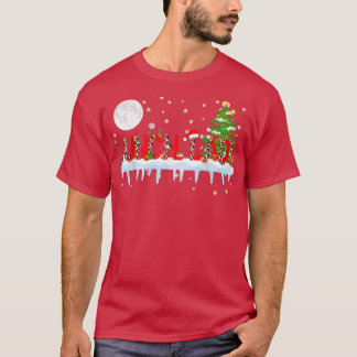 Lunch Lady Xmas Tree Light Leopard Santa Hat Reind T-Shirt