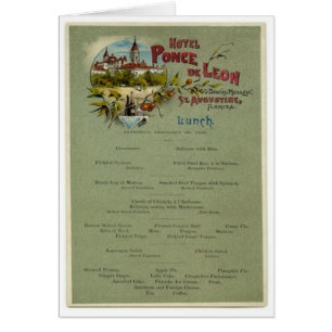 Lunch Menu, Ponce de Leon Hotel, St. Augustine