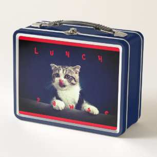 Lunch Pause Time - red Metal Lunch Box