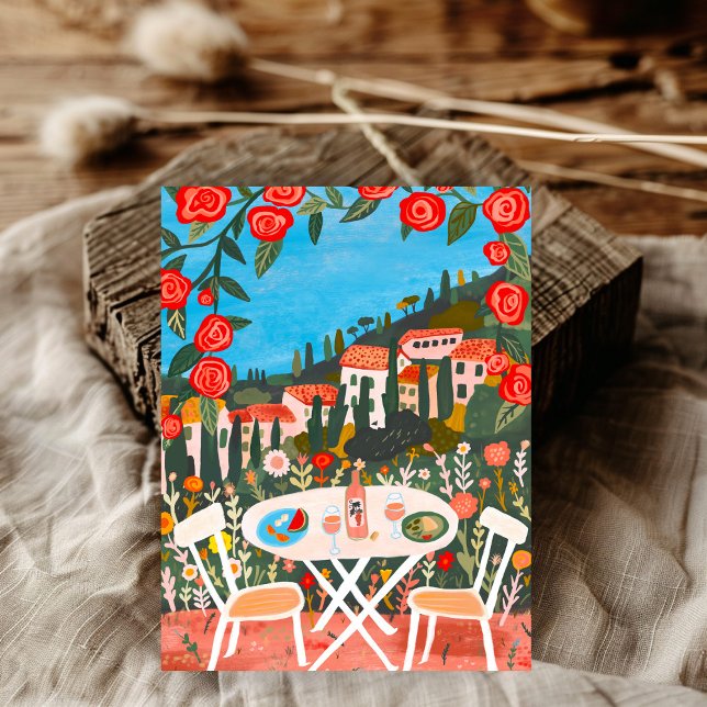 Lunch with A View Countryside Gouache Painting  Postcard (Lunch with A View Countryside Gouache Painting Postcard
)