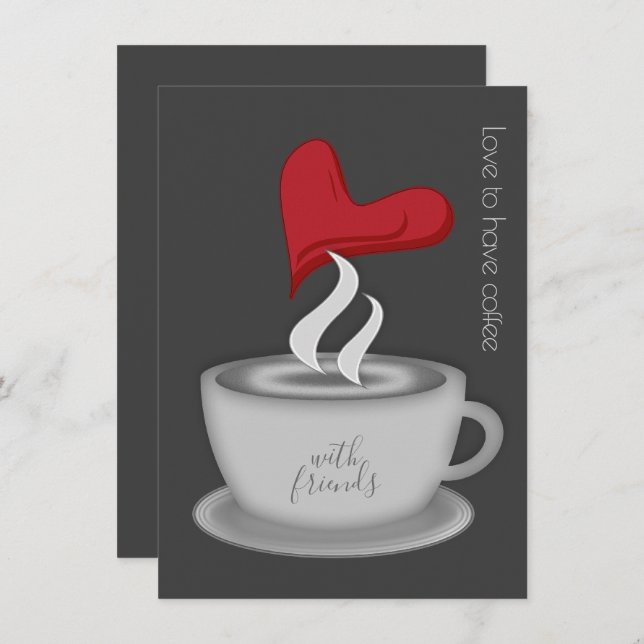 Lunch With Friends Cute Coffee Cup Invitation (Front/Back)