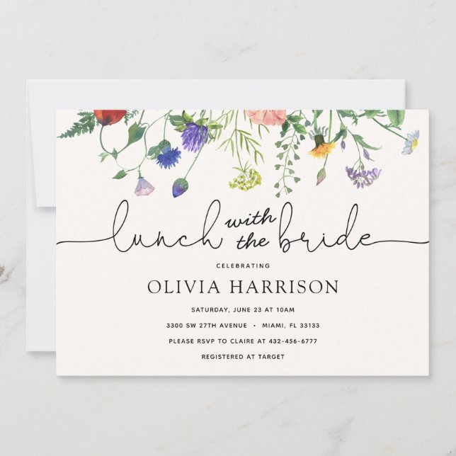 Lunch with the Bride Wildflower Shower Invitation (Front)