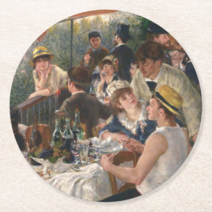 Luncheon of the Boating Party - Auguste Renoir Round Paper Coaster