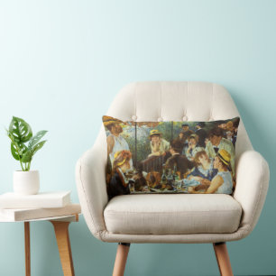 Luncheon of the Boating Party by Pierre Renoir Lumbar Cushion