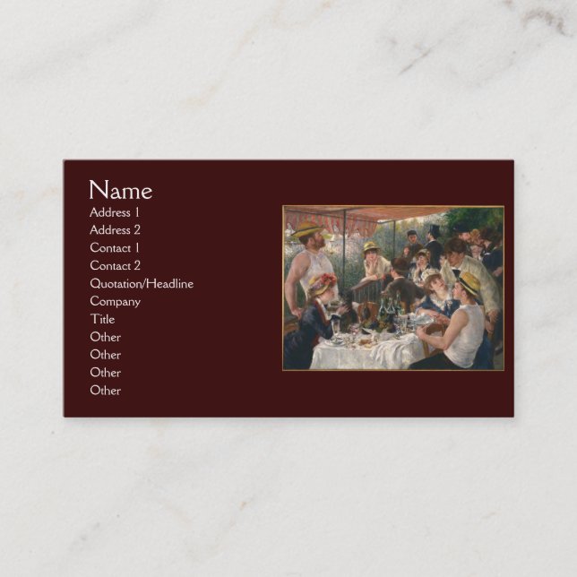 Luncheon of the Boating Party by Renoir Business Card (Front)