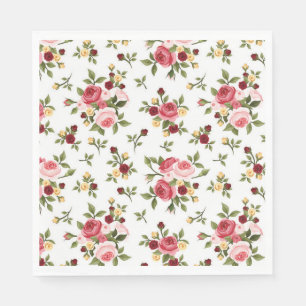 Luncheon Paper Napkins-Pink & Red Roses Napkin