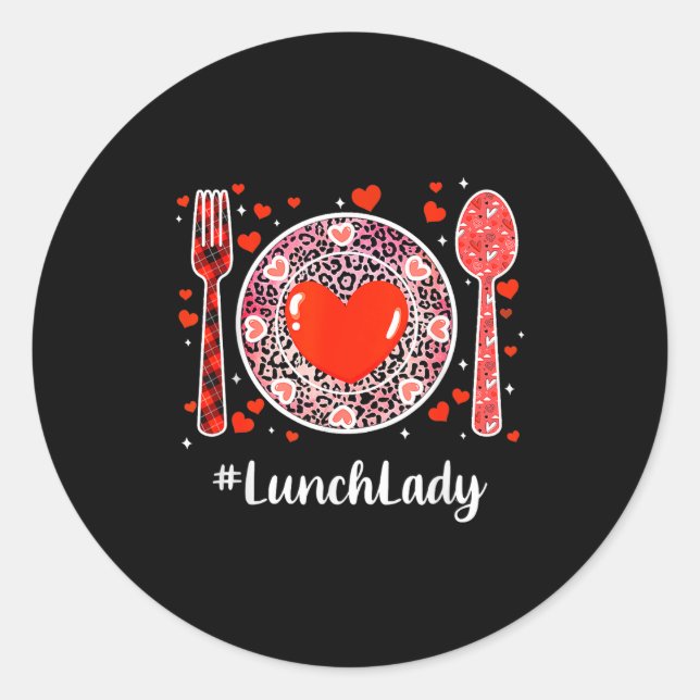#lunchlady Lunch Lady Women Matching Happy Valenti Classic Round Sticker (Front)