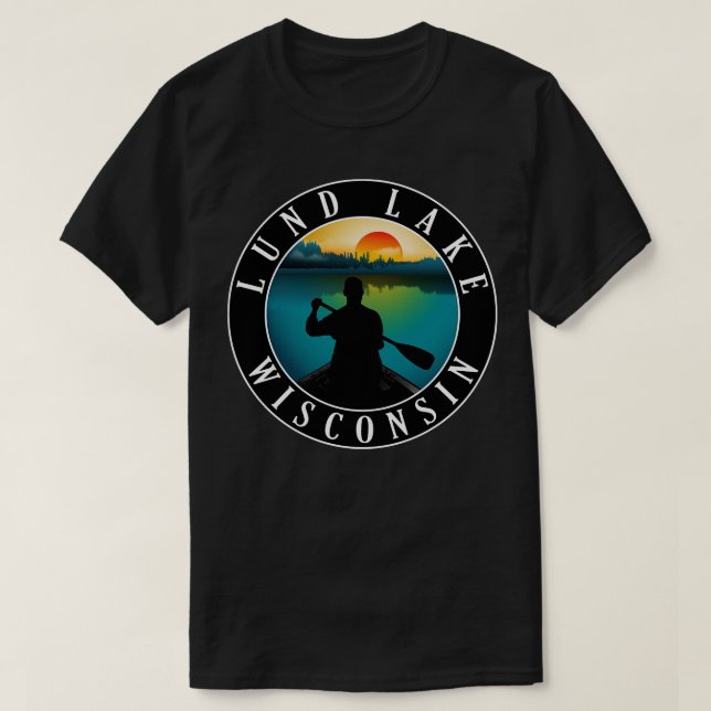 Lund Lake Wisconsin Canoeing T-Shirt (Design Front)
