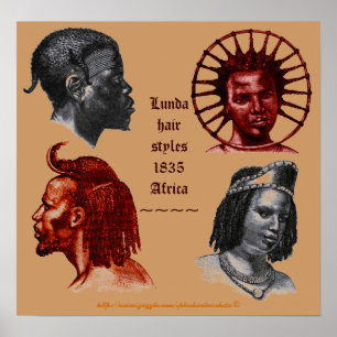 Lunda Hairstyle 1835-southern Congo Africa Poster