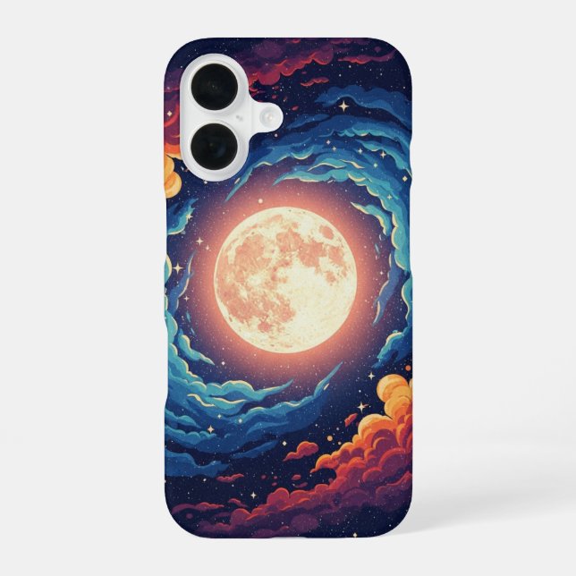 Lune Nébuleuse Rétro iPhone 16 Case (Back)