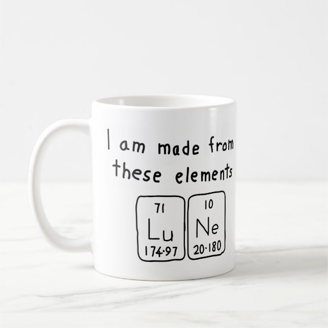 Lune periodic table name mug (Left)